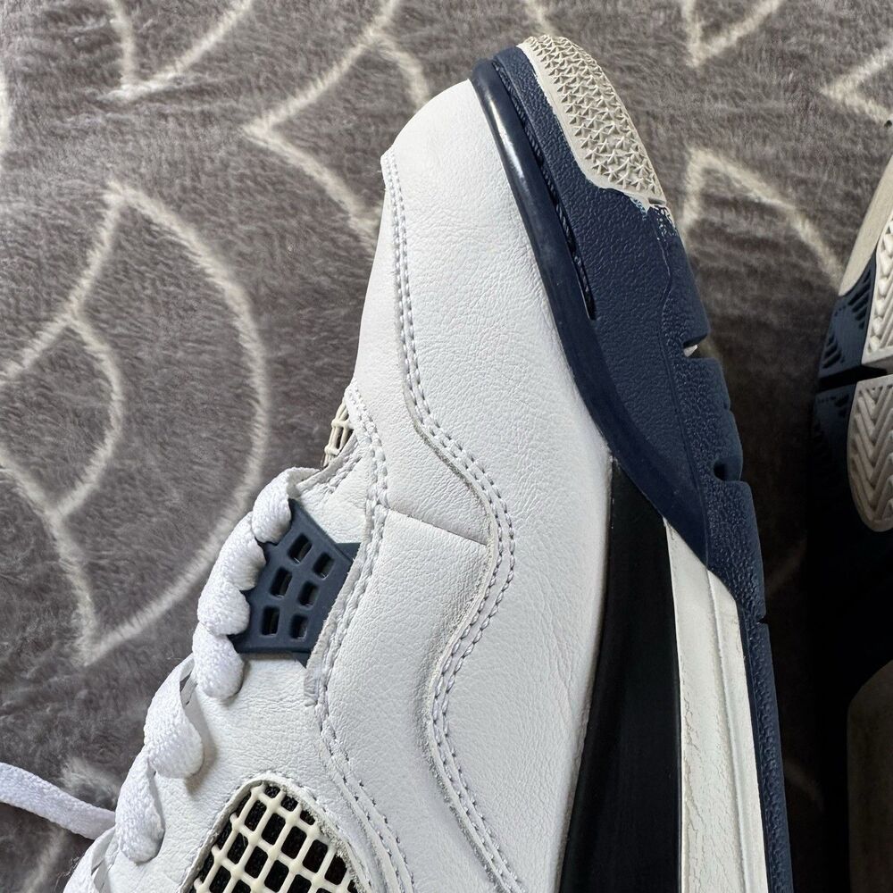 Jordan Air Jordan 4 Retro White Navy Black Men's Sneaker Size 10 - Picture 12 of 16